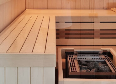 Plně vestavěná domácí bio-sauna Native z osiky a skla